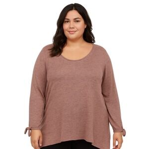 Silverwear Lifestyle Top Women 1X Pink Heathered Shark Bite Hem Relaxed Cozy NEW